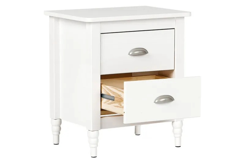 Sängbord Shillington Vit, Silver - Vit, Silver - Möbler - Bord & matgrupp - Avlastningsbord & sidobord - Sängbord & nattduksbord