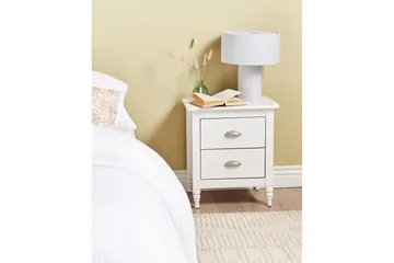 Sängbord Shillington Vit, Silver - Vit, Silver - Möbler - Bord & matgrupp - Avlastningsbord & sidobord - Sängbord & nattduksbord