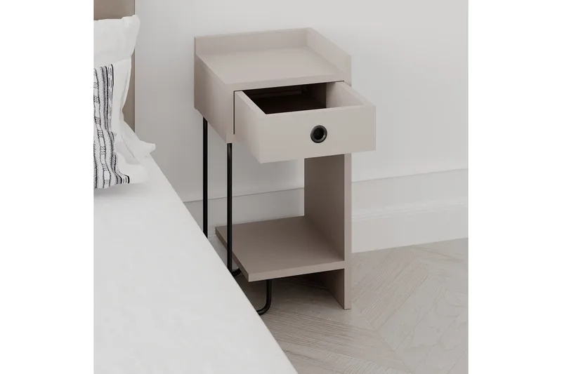 Sirius Sängbord 32x30 cm Ljusbrun - Hanah Home - Möbler - Bord & matgrupp - Avlastningsbord & sidobord - Sängbord & nattduksbord