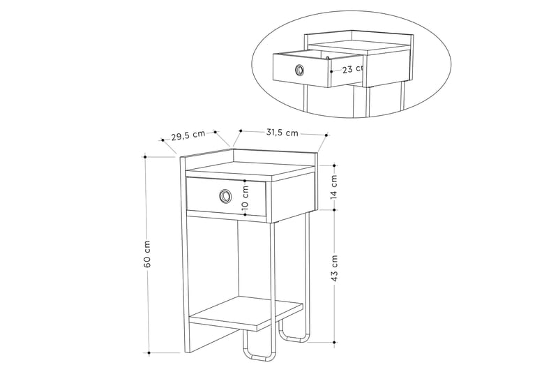 Sängbord Sirius 32x30 cm Ljusbrun - Hanah Home - Sängbord & nattduksbord