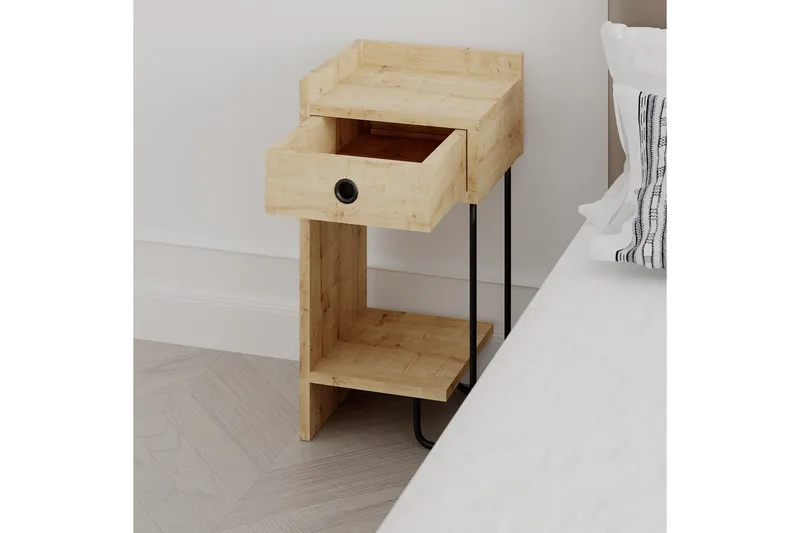 Sirius Sängbord 32x30 cm Ljusbrun - Hanah Home - Möbler - Bord & matgrupp - Avlastningsbord & sidobord - Sängbord & nattduksbord