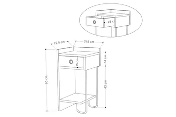 Sirius Sängbord 32x30 cm Ljusbrun - Hanah Home - Möbler - Bord & matgrupp - Avlastningsbord & sidobord - Sängbord & nattduksbord