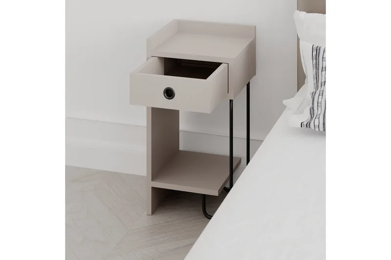 Sirius Sängbord 32x30 cm Ljusbrun - Hanah Home - Möbler - Bord & matgrupp - Avlastningsbord & sidobord - Sängbord & nattduksbord