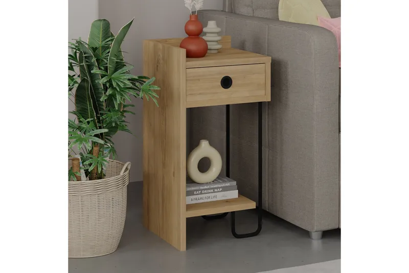 Sirius Sängbord 32x30 cm Ljusbrun - Hanah Home - Möbler - Bord & matgrupp - Avlastningsbord & sidobord - Sängbord & nattduksbord
