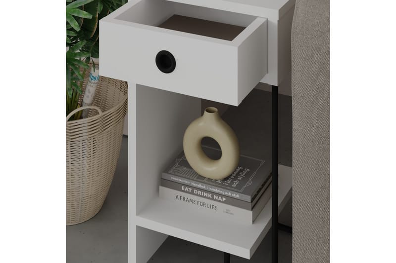 Sängbord Sirius 32x30 cm Vit - Hanah Home - Möbler - Bord & matgrupp - Avlastningsbord & sidobord - Sängbord & nattduksbord
