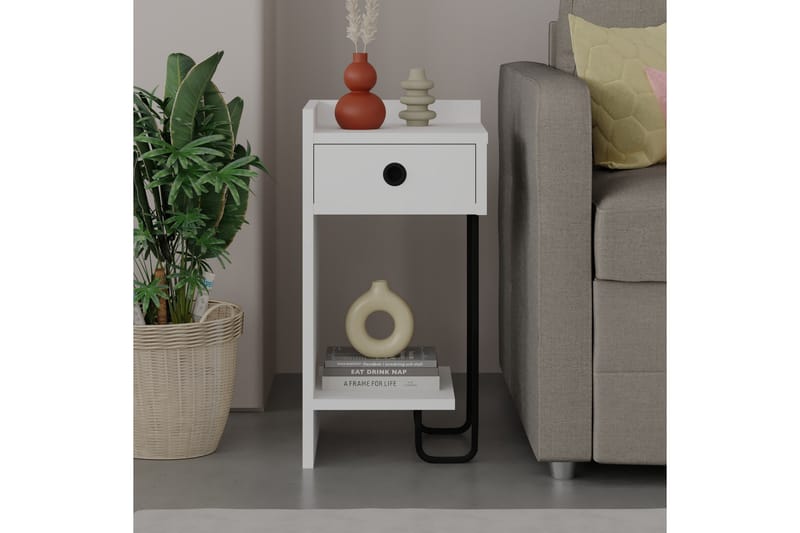 Sängbord Sirius 32x30 cm Vit - Hanah Home - Möbler - Bord & matgrupp - Avlastningsbord & sidobord - Sängbord & nattduksbord