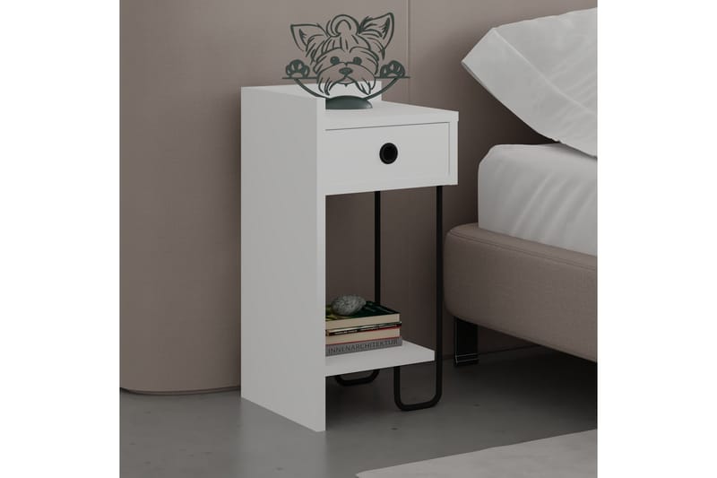 Sängbord Sirius 32x30 cm Vit - Hanah Home - Möbler - Bord & matgrupp - Avlastningsbord & sidobord - Sängbord & nattduksbord