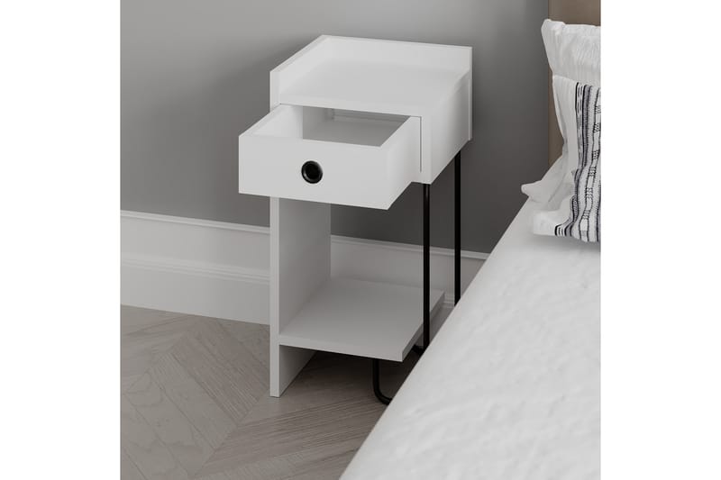 Sängbord Sirius 32x30 cm Vit - Hanah Home - Sängbord & nattduksbord
