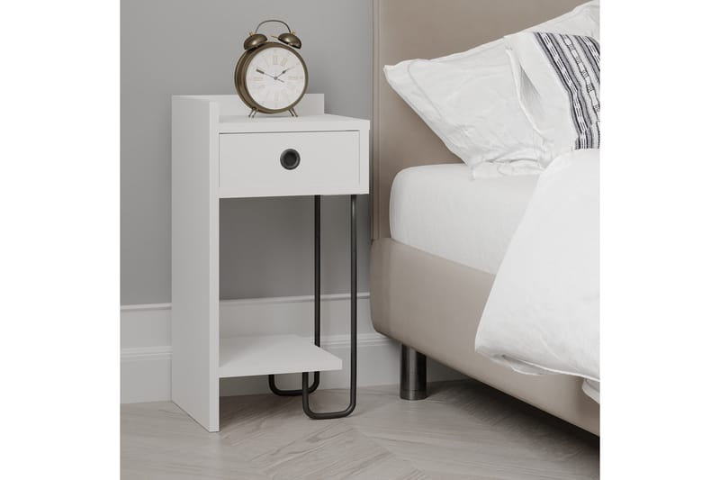 Sängbord Sirius 32x30 cm Vit - Hanah Home - Möbler - Bord & matgrupp - Avlastningsbord & sidobord - Sängbord & nattduksbord