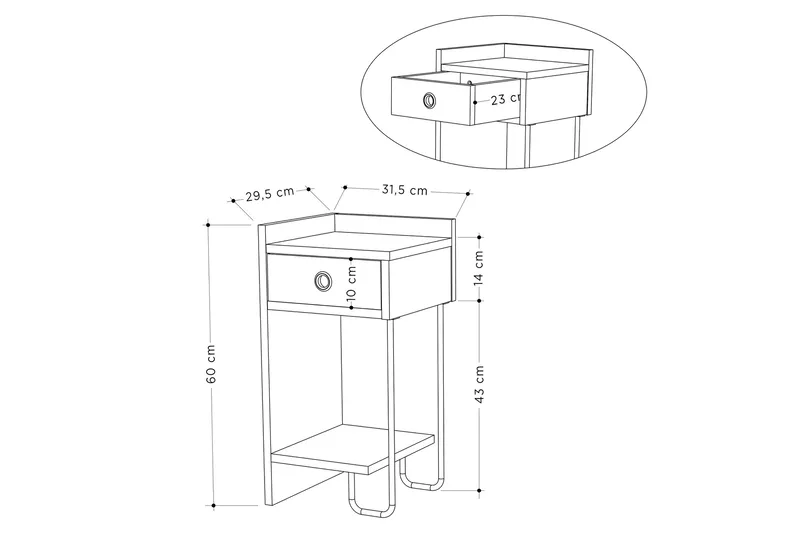 Sirius Sängbord 32x30 cm Vit - Hanah Home - Möbler - Bord & matgrupp - Avlastningsbord & sidobord - Sängbord & nattduksbord