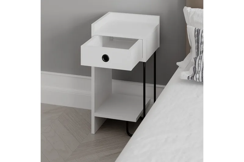 Sirius Sängbord 32x30 cm Vit - Hanah Home - Möbler - Bord & matgrupp - Avlastningsbord & sidobord - Sängbord & nattduksbord