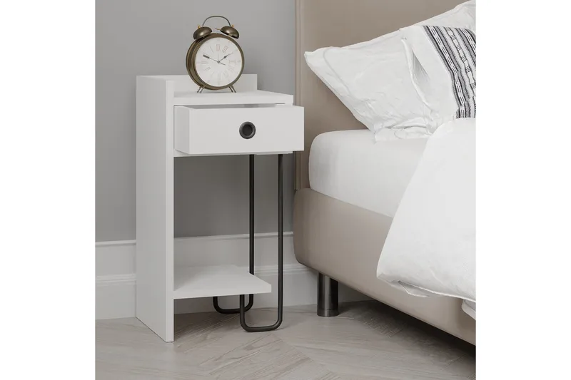 Sirius Sängbord 32x30 cm Vit - Hanah Home - Möbler - Bord & matgrupp - Avlastningsbord & sidobord - Sängbord & nattduksbord