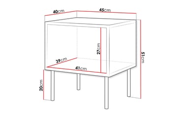 Sängbord Soublet 45 cm - Svart/Valnöt - Möbler - Bord & matgrupp - Avlastningsbord & sidobord - Sängbord & nattduksbord