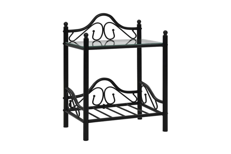 Sängbord stål och härdat glas 45x30,5x60 cm svart - Svart - Sängbord & nattduksbord