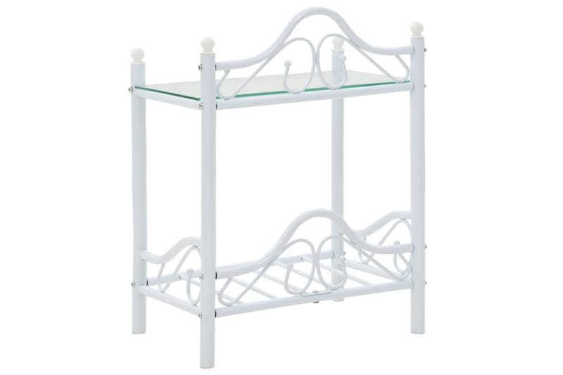 Sängbord stål och härdat glas 45x30,5x60 cm vit - Vit - Sängbord & nattduksbord
