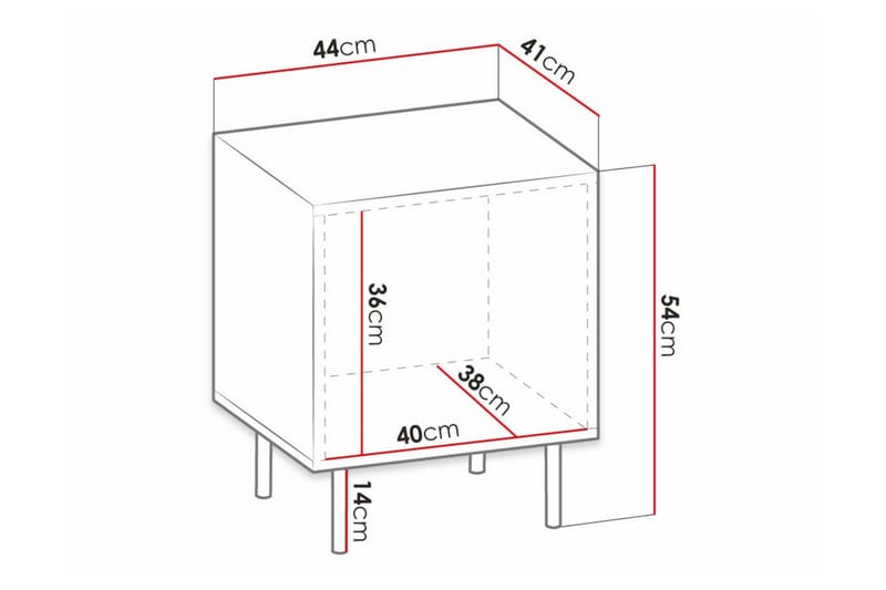 Sängbord Strontian 44 cm - Vit - Sängbord & nattduksbord