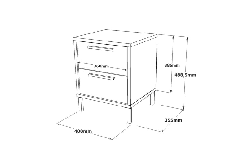 Sängbord Troter 40 cm - Grå/Svart - Sängbord & nattduksbord