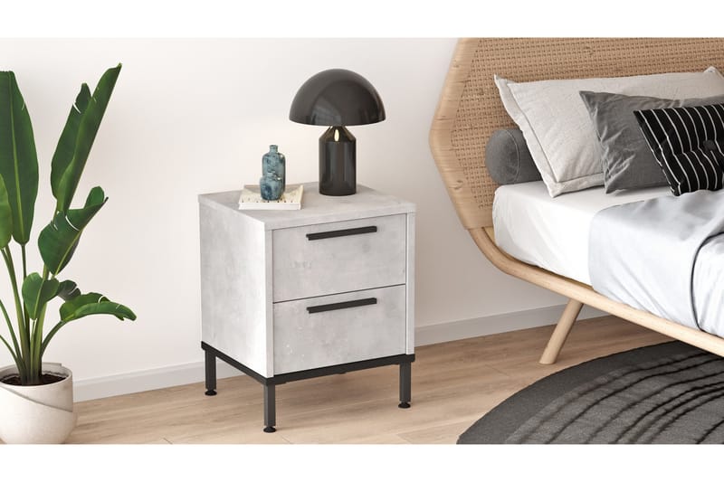Sängbord Troter 40 cm - Grå/Svart - Sängbord & nattduksbord
