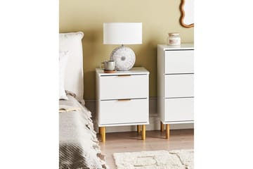 Sängbord Walpole Vitt, guld - Vitt, guld - Möbler - Bord & matgrupp - Avlastningsbord & sidobord - Sängbord & nattduksbord
