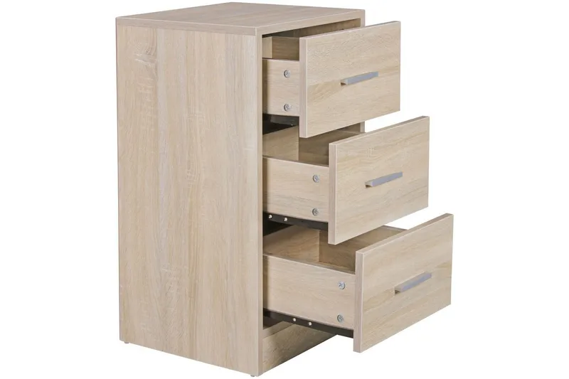 Sängbord Wohnling för resårbotten, 68 cm hög och 3 lådor i modern design Sonoma - Sonoma - Möbler - Bord & matgrupp - Avlastningsbord & sidobord - Sängbord & nattduksbord