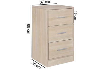Sängbord Wohnling för resårbotten, 68 cm hög och 3 lådor i modern design Sonoma - Sonoma - Möbler - Bord & matgrupp - Avlastningsbord & sidobord - Sängbord & nattduksbord