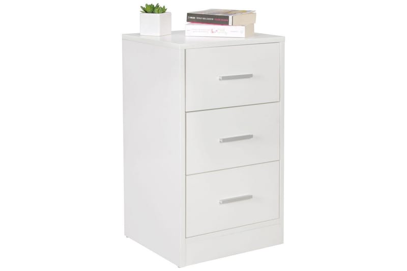 Sängbord Wohnling för resårbotten, 68 cm hög och 3 lådor i modern design Vit - Vit - Möbler - Bord & matgrupp - Avlastningsbord & sidobord - Sängbord & nattduksbord