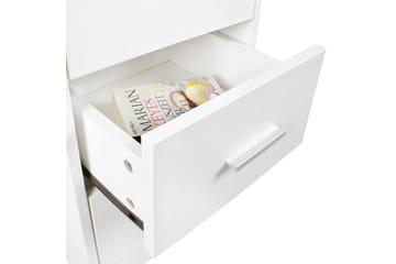 Sängbord Wohnling för resårbotten, 68 cm hög och 3 lådor i modern design Vit - Vit - Möbler - Bord & matgrupp - Avlastningsbord & sidobord - Sängbord & nattduksbord