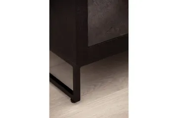 Sängbord Wohnling gjord av massivt trä för boxspringbädd med 3 lådor, skifferlook, i lantlig stil Svart - Svart - Möbler - Bord & matgrupp - Avlastningsbord & sidobord - Sängbord & nattduksbord