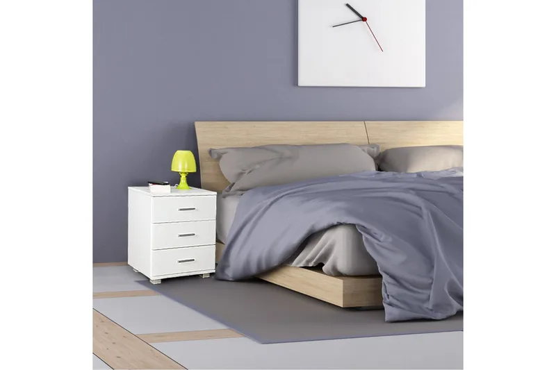 Sängbord Wohnling Klassisk Tillverkad av Spånskiva med 3 Lådor - Möbler - Bord & matgrupp - Avlastningsbord & sidobord - Sängbord & nattduksbord