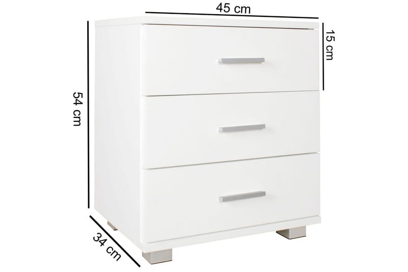 Sängbord Wohnling Klassisk Tillverkad av Spånskiva med 3 Lådor - Möbler - Bord & matgrupp - Avlastningsbord & sidobord - Sängbord & nattduksbord