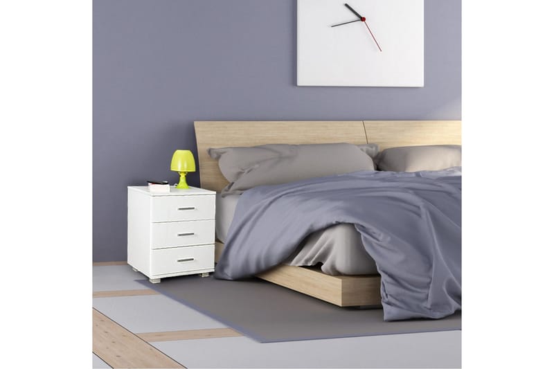 Sängbord Wohnling Klassisk Tillverkad av Spånskiva med 3 Lådor - Möbler - Bord & matgrupp - Avlastningsbord & sidobord - Sängbord & nattduksbord