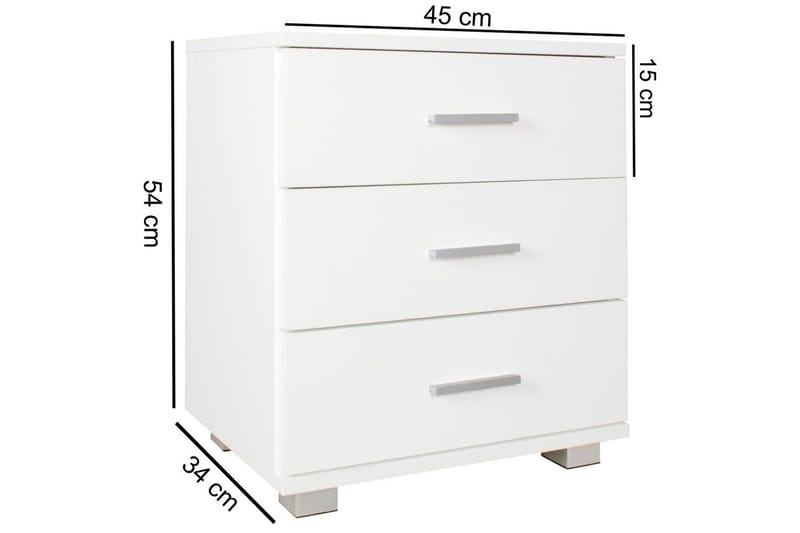 Sängbord Wohnling Klassisk Tillverkad av Spånskiva med 3 Lådor - Möbler - Bord & matgrupp - Avlastningsbord & sidobord - Sängbord & nattduksbord