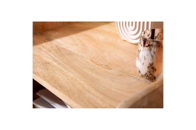 Sängbord Wohnling Massivt Mangoträ med 1 Låda En Förvaringsbricka med Wienerflätning - Möbler - Bord & matgrupp - Avlastningsbord & sidobord - Sängbord & nattduksbord