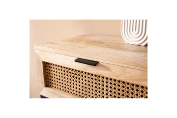 Sängbord Wohnling Massivt Mangoträ med 1 Låda med Wienerflätning I En Industriell Stil - Möbler - Bord & matgrupp - Avlastningsbord & sidobord - Sängbord & nattduksbord