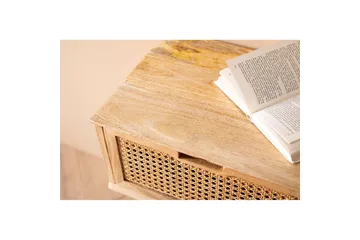 Sängbord Wohnling Massivt mangoträ med 1 låda med wienerflätverk i modern stil Ljusbrun - Ljusbrun - Möbler - Bord & matgrupp - Avlastningsbord & sidobord - Sängbord & nattduksbord