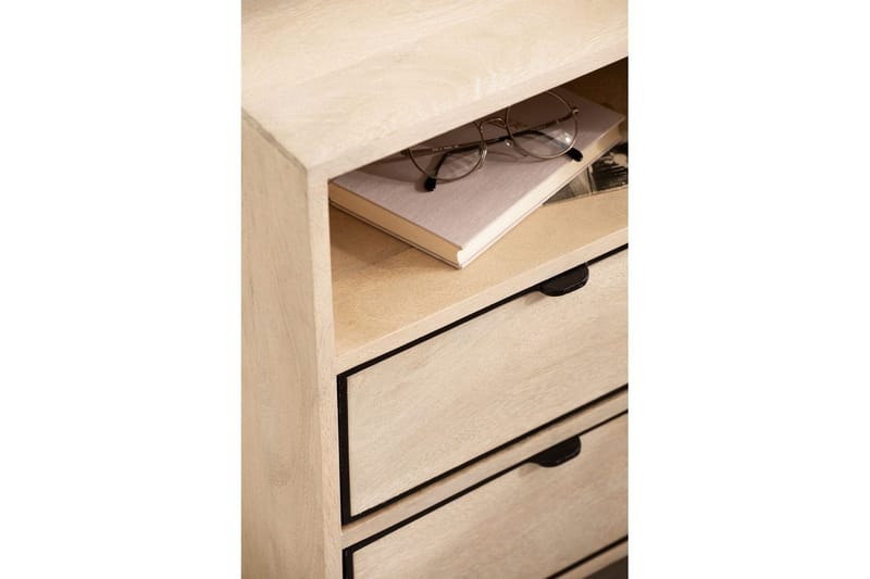 Sängbord Wohnling Massivt Mangoträ med 2 Lådor Ett Förvaringsfack - Möbler - Bord & matgrupp - Avlastningsbord & sidobord - Sängbord & nattduksbord