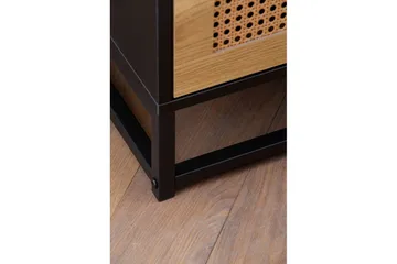 Sängbord Wohnling Massivt mangoträ med 2 lådor med Wiens flätverk i industriell stil - Möbler - Bord & matgrupp - Avlastningsbord & sidobord - Sängbord & nattduksbord