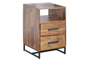 Sängbord Wohnling Massivt trä för kontinentalsängar med 2 lådor förvaringshylla lantlig stil - Möbler - Bord & matgrupp - Avlastningsbord & sidobord - Sängbord & nattduksbord