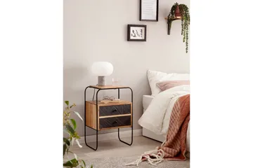 Sängbord Wohnling Massivt trä med 2 flytande lådor i en metallram - Möbler - Bord & matgrupp - Avlastningsbord & sidobord - Sängbord & nattduksbord