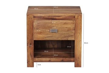 Sängbord Wohnling Massivt trä med låda hylla lantligt - Möbler - Bord & matgrupp - Avlastningsbord & sidobord - Sängbord & nattduksbord
