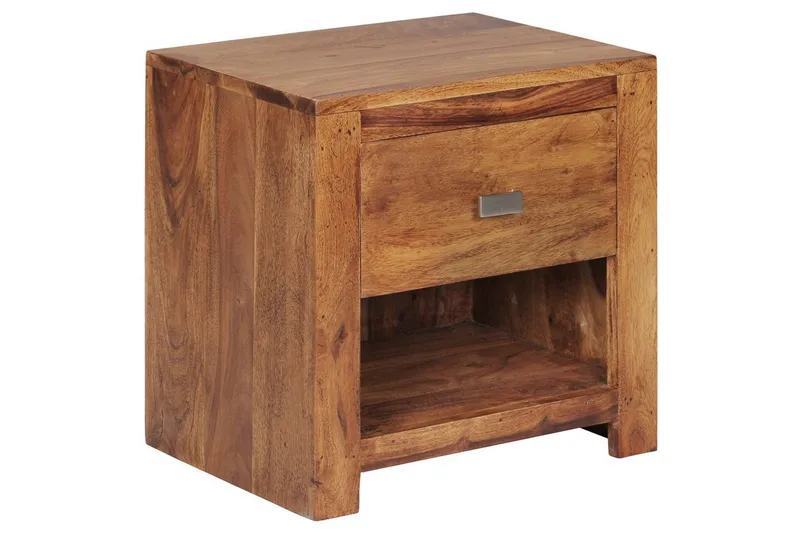Sängbord Wohnling Massivt trä med låda hylla lantligt
