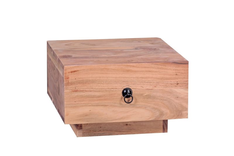 Sängbord Wohnling Massivt trä med låda och elegant handtag i låg design i lantlig stil Akacia - Akacia - Möbler - Bord & matgrupp - Avlastningsbord & sidobord - Sängbord & nattduksbord