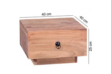 Sängbord Wohnling Massivt trä med låda och elegant handtag i låg design i lantlig stil Akacia - Akacia - Möbler - Bord & matgrupp - Avlastningsbord & sidobord - Sängbord & nattduksbord