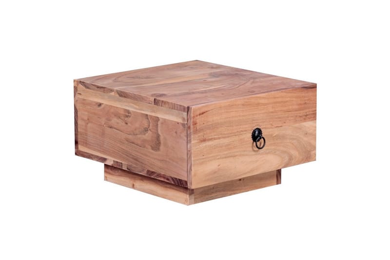 Sängbord Wohnling Massivt trä med låda och elegant handtag i låg design i lantlig stil Akacia - Akacia - Möbler - Bord & matgrupp - Avlastningsbord & sidobord - Sängbord & nattduksbord