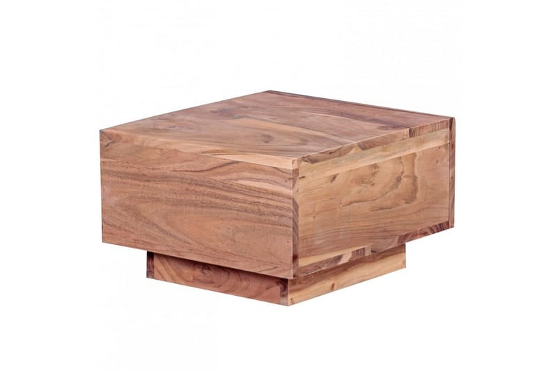 Sängbord Wohnling Massivt trä med låda och elegant handtag i låg design i lantlig stil Akacia - Akacia - Möbler - Bord & matgrupp - Avlastningsbord & sidobord - Sängbord & nattduksbord