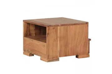 Sängbord Wohnling Massivt trä med låda och hylla i låg design i lantlig stil Akacia - Akacia - Möbler - Bord & matgrupp - Avlastningsbord & sidobord - Sängbord & nattduksbord