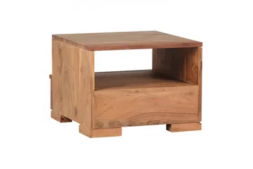 Sängbord Wohnling Massivt trä med låda och hylla i låg design i lantlig stil Akacia - Akacia - Möbler - Bord & matgrupp - Avlastningsbord & sidobord - Sängbord & nattduksbord