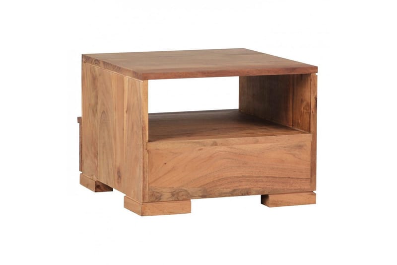 Sängbord Wohnling Massivt trä med låda och hylla i låg design i lantlig stil Akacia - Akacia - Möbler - Bord & matgrupp - Avlastningsbord & sidobord - Sängbord & nattduksbord