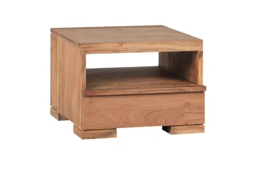 Sängbord Wohnling Massivt trä med låda och hylla i låg design i lantlig stil Akacia - Akacia - Möbler - Bord & matgrupp - Avlastningsbord & sidobord - Sängbord & nattduksbord