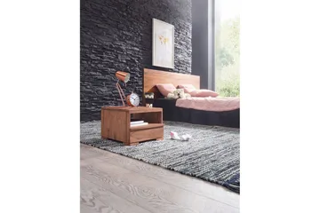 Sängbord Wohnling Massivt trä med låda och hylla i låg design i lantlig stil Akacia - Akacia - Möbler - Bord & matgrupp - Avlastningsbord & sidobord - Sängbord & nattduksbord